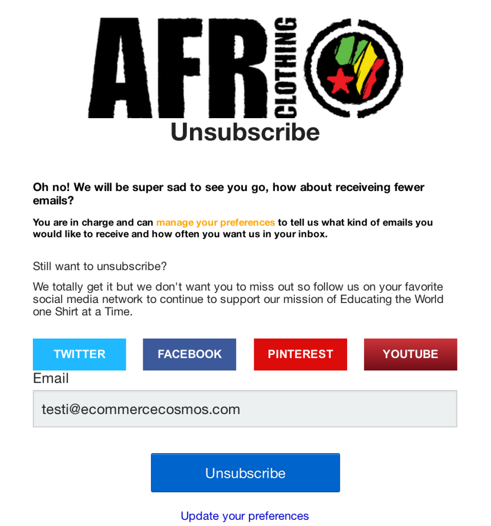 ecommerce unsubscribe